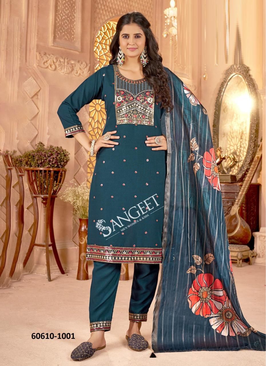 MEENAKSHI-2 - Catalog # 60610 (Set of 6 Readymade Salwar Suits) MADE IN INDIA BY SANGEET MEENAKSHI-2 - Catalog # 60610 (Set of 6 Readymade Salwar Suits) MADE IN INDIA BY SANGEET
