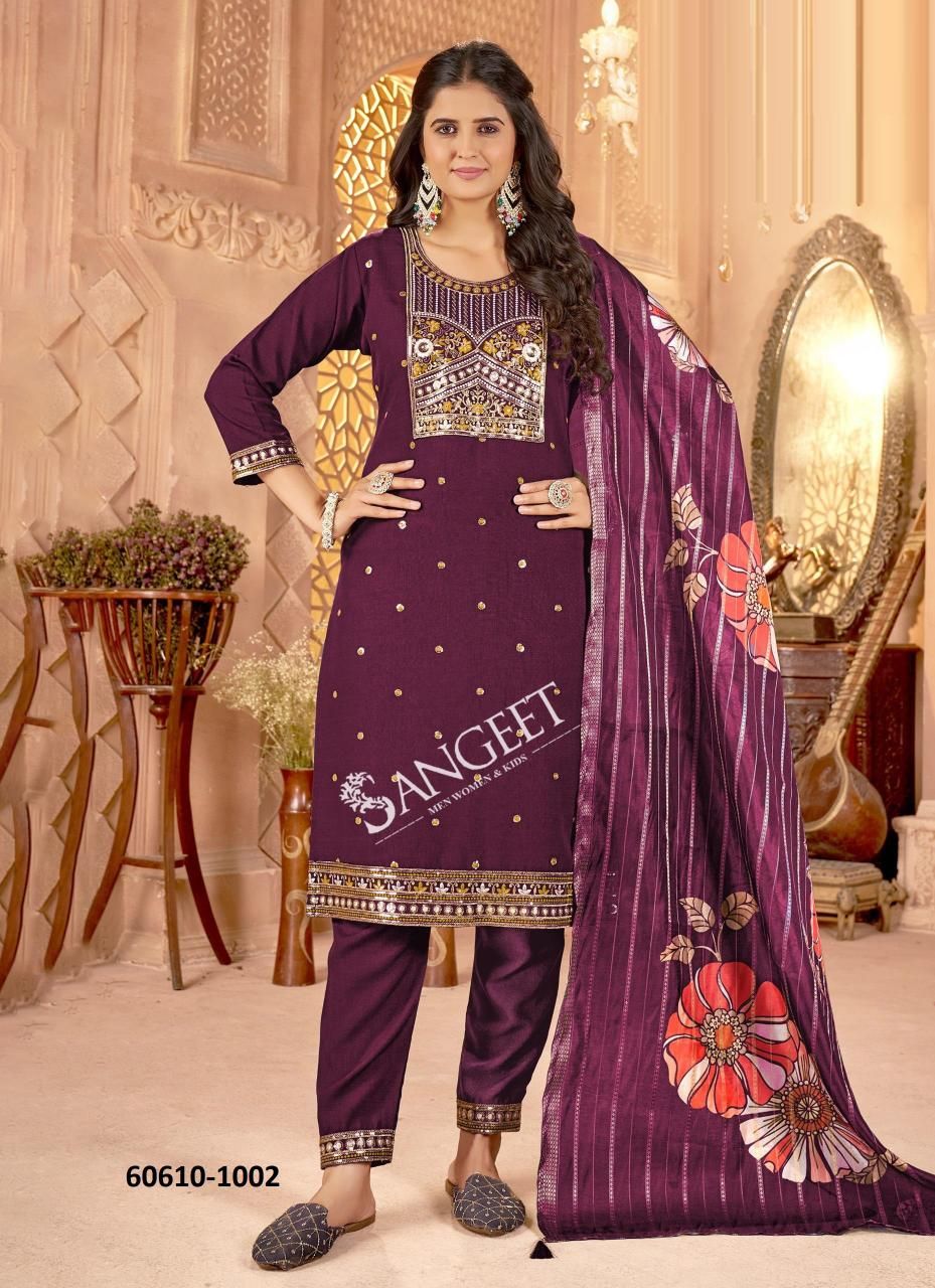 MEENAKSHI-2 - Catalog # 60610 (Set of 6 Readymade Salwar Suits) MADE IN INDIA BY SANGEET MEENAKSHI-2 - Catalog # 60610 (Set of 6 Readymade Salwar Suits) MADE IN INDIA BY SANGEET