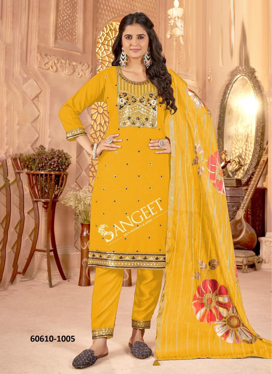 MEENAKSHI-2 - Catalog # 60610 (Set of 6 Readymade Salwar Suits) MADE IN INDIA BY SANGEET MEENAKSHI-2 - Catalog # 60610 (Set of 6 Readymade Salwar Suits) MADE IN INDIA BY SANGEET
