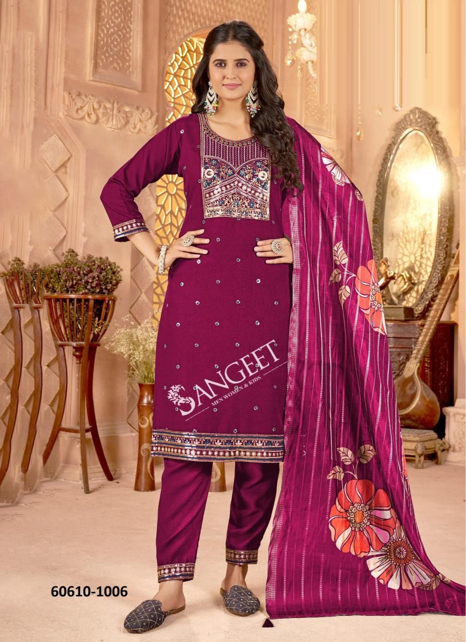 MEENAKSHI-2 - Catalog # 60610 (Set of 6 Readymade Salwar Suits) MADE IN INDIA BY SANGEET MEENAKSHI-2 - Catalog # 60610 (Set of 6 Readymade Salwar Suits) MADE IN INDIA BY SANGEET