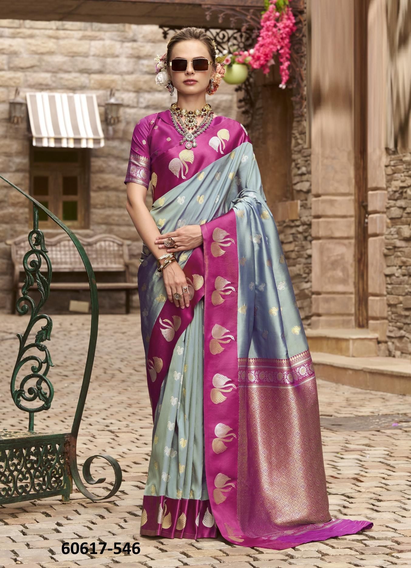 SINDHU GHAT - Catalog # 60617 (Set of 8 Sarees) MADE IN INDIA BY SERENGETI SINDHU GHAT - Catalog # 60617 (Set of 8 Sarees) MADE IN INDIA BY SERENGETI