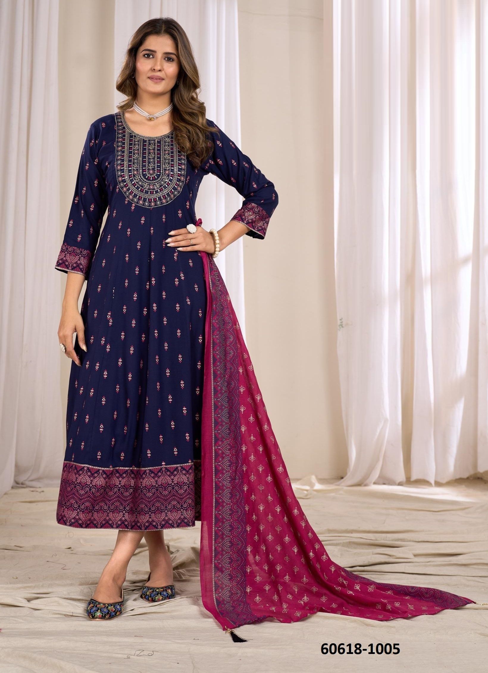 SENORITA REPRISE - Catalog # 60618 (Set of 6 Readymade Women's Kurtis / Tops) MADE IN INDIA BY BLUE HILLS