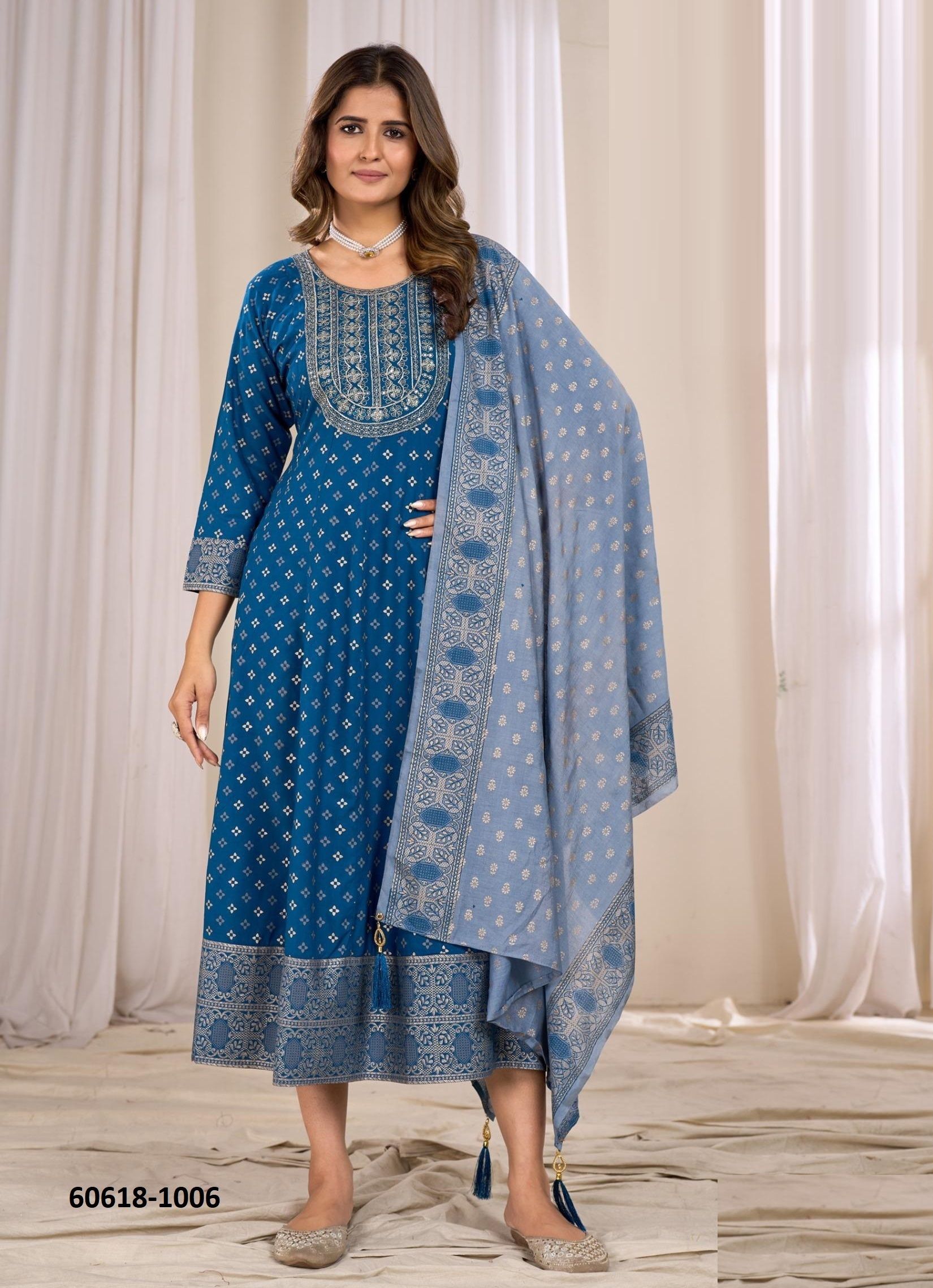 SENORITA REPRISE - Catalog # 60618 (Set of 6 Readymade Women's Kurtis / Tops) MADE IN INDIA BY BLUE HILLS