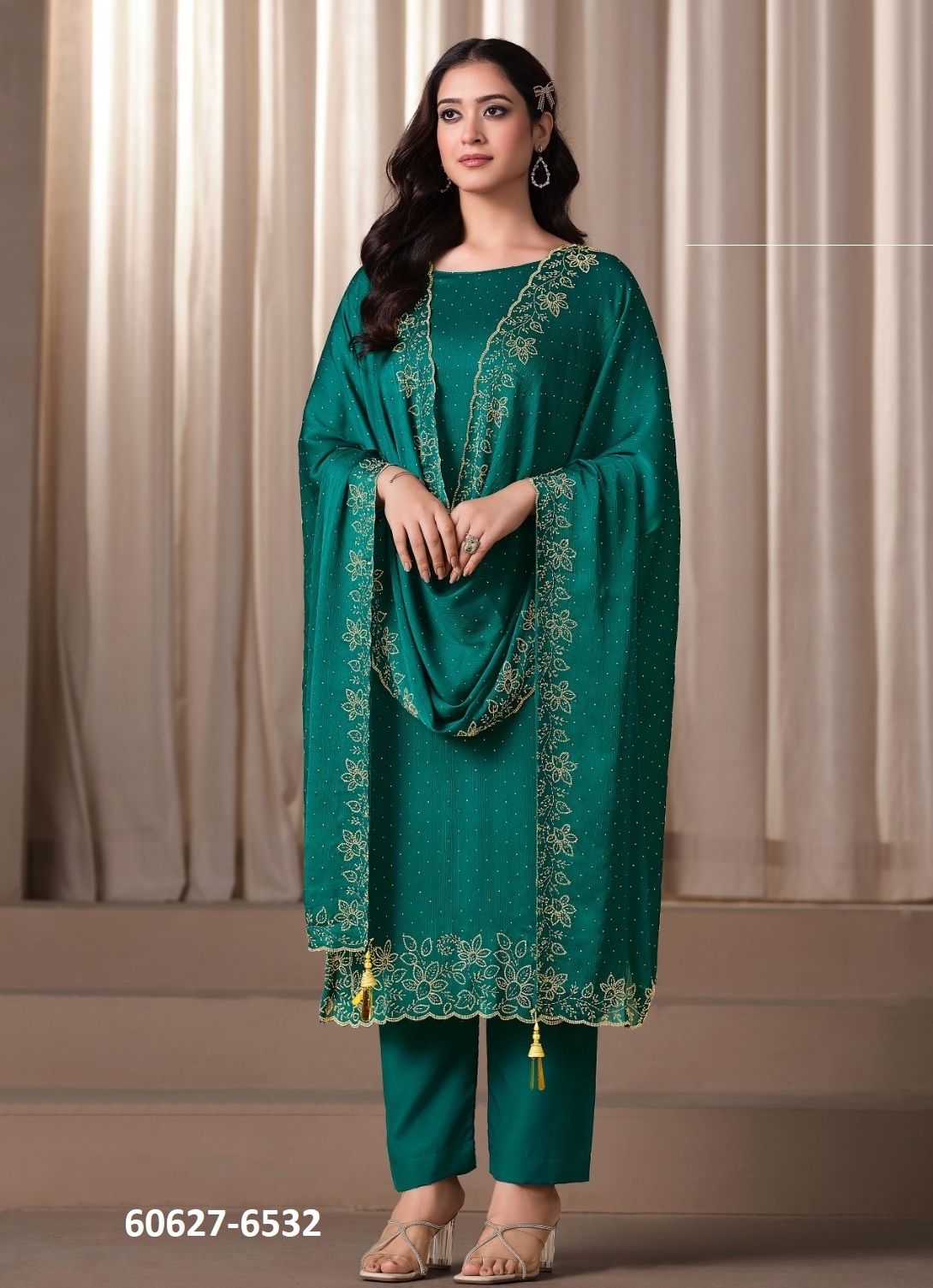GLITTER 2 - Catalog # 60627 (Set of 6 Semi-Stitched / Un-Stitched Suits) MADE IN INDIA BY VIPUL FASHIONS