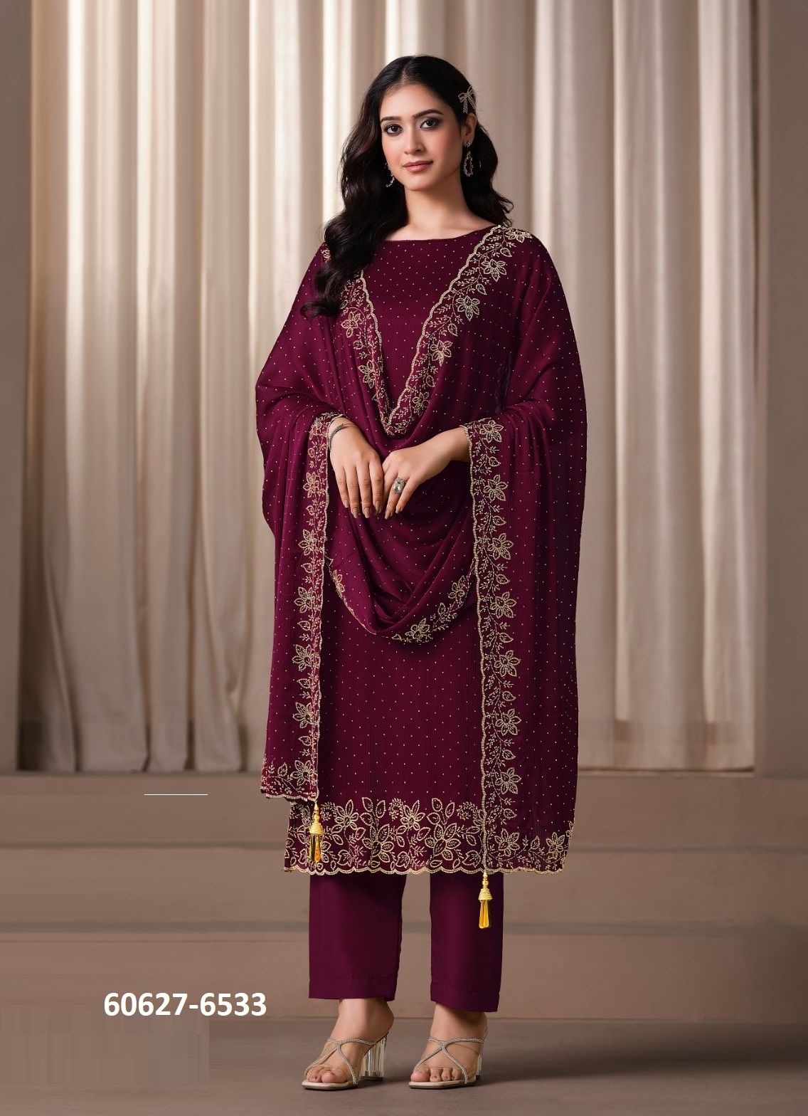 GLITTER 2 - Catalog # 60627 (Set of 6 Semi-Stitched / Un-Stitched Suits) MADE IN INDIA BY VIPUL FASHIONS