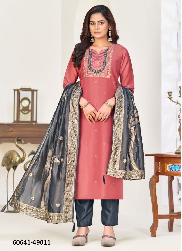 NADIA - Catalog # 60641 (Set of 12 Readymade Salwar Suits) MADE IN INDIA BY AABHARAN