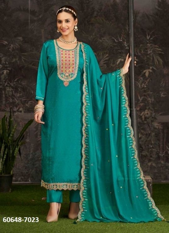 MANJALI - Catalog # 60648 (Set of 4 Semi-Stitched / Un-Stitched Suits) MADE IN INDIA BY FOUR DOTS