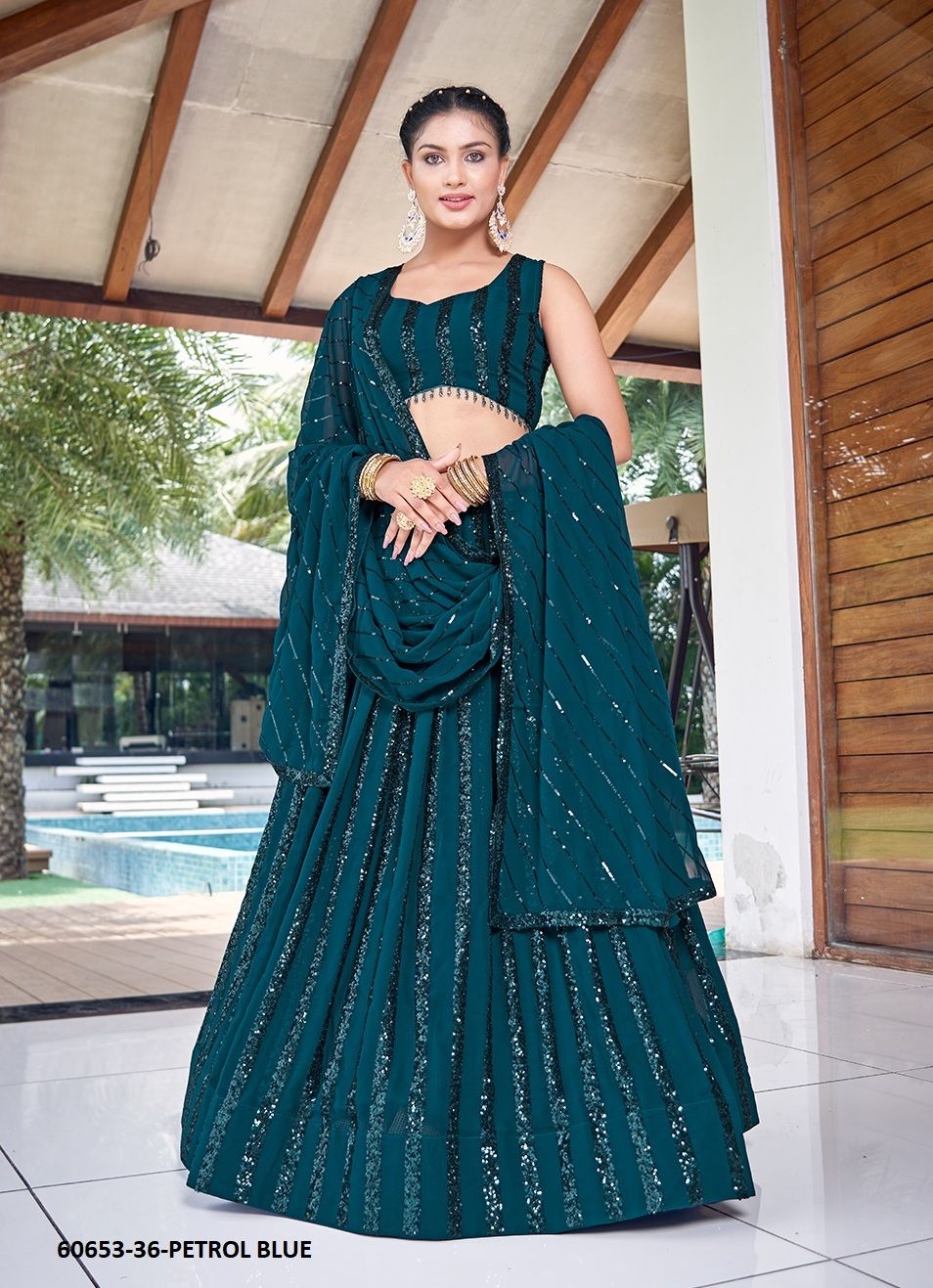 SERIES 36 - Catalog # 60653 (Set of 5 Semi-Stitched Lehengas) MADE IN INDIA BY SERENGETI