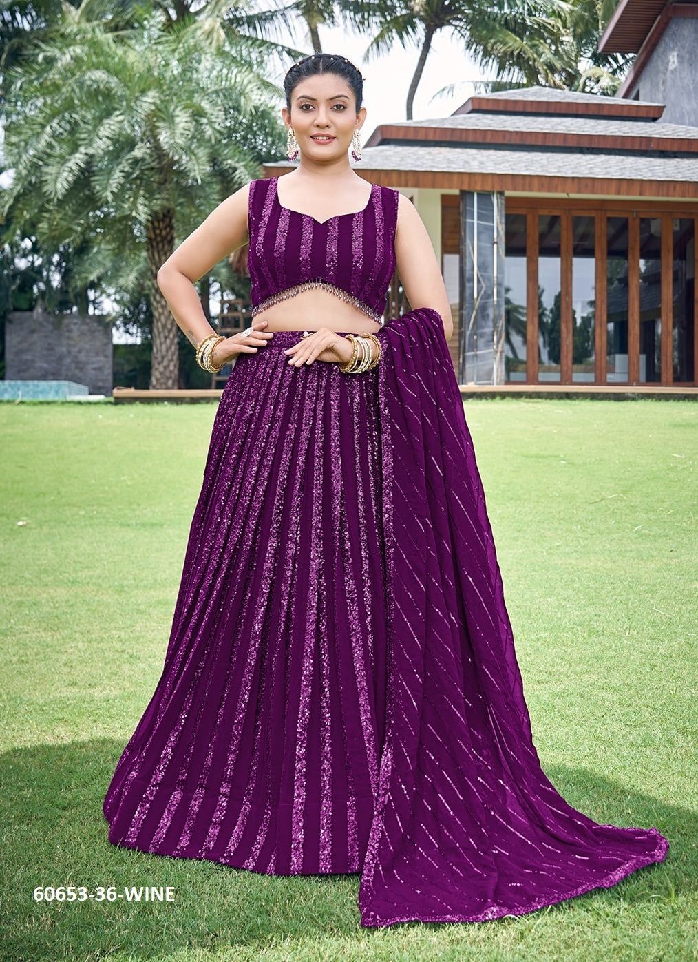 SERIES 36 - Catalog # 60653 (Set of 5 Semi-Stitched Lehengas) MADE IN INDIA BY SERENGETI