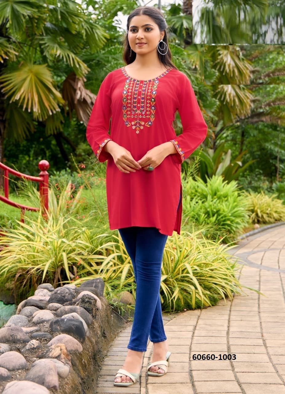 BUBBLY 15 - Catalog # 60660 (Set of 9 Readymade Women's Kurtis / Tops) MADE IN INDIA BY TIPS & TOPS BUBBLY 15 - Catalog # 60660 (Set of 9 Readymade Women's Kurtis / Tops) MADE IN INDIA BY TIPS & TOPS