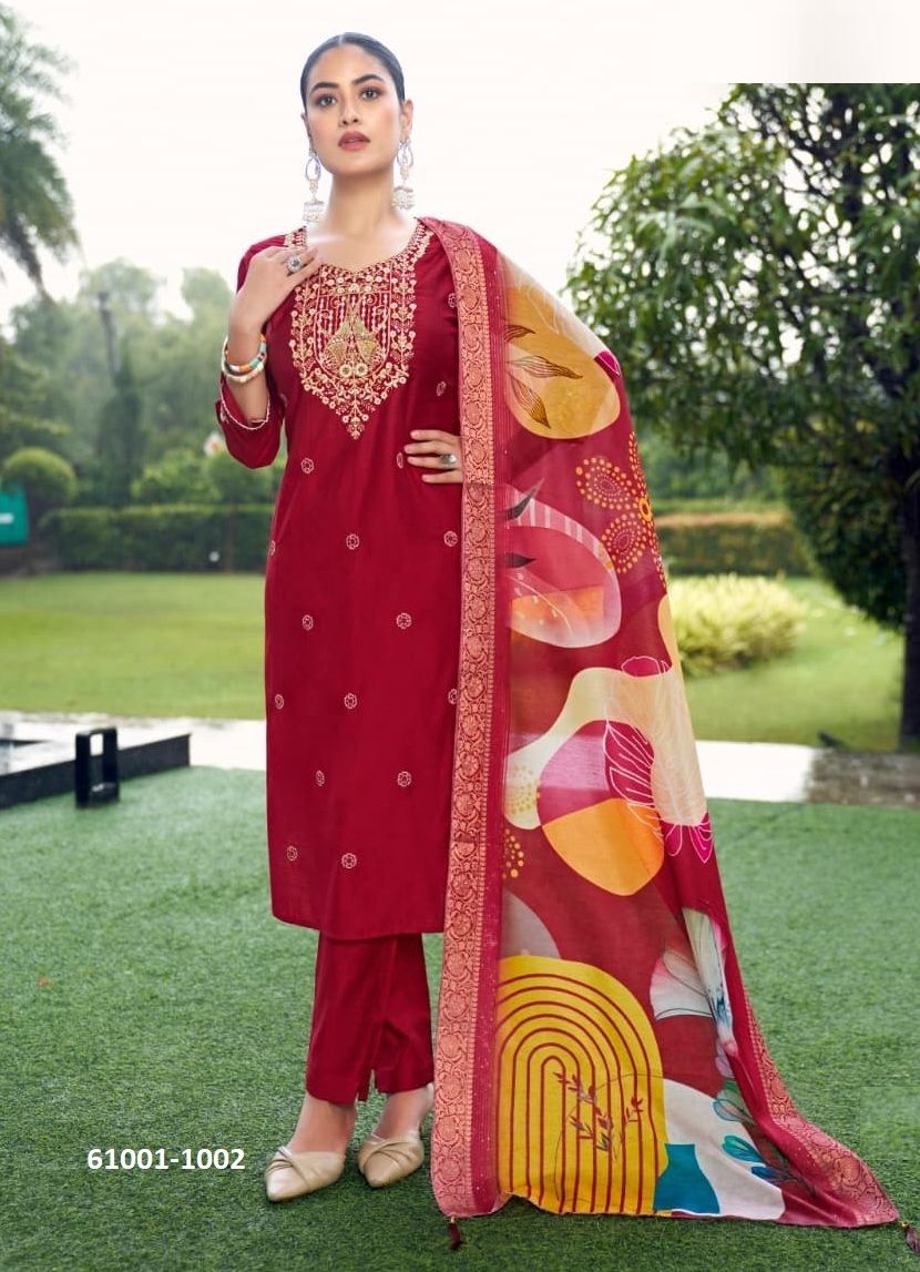 HEER - Catalog # 61001 (Set of 6 Readymade Salwar Suits) MADE IN INDIA BY WOODEE AHMEDABAD