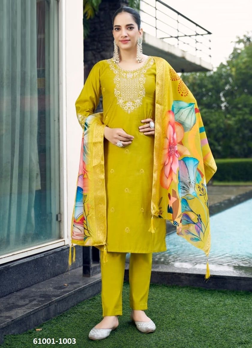 HEER - Catalog # 61001 (Set of 6 Readymade Salwar Suits) MADE IN INDIA BY WOODEE AHMEDABAD
