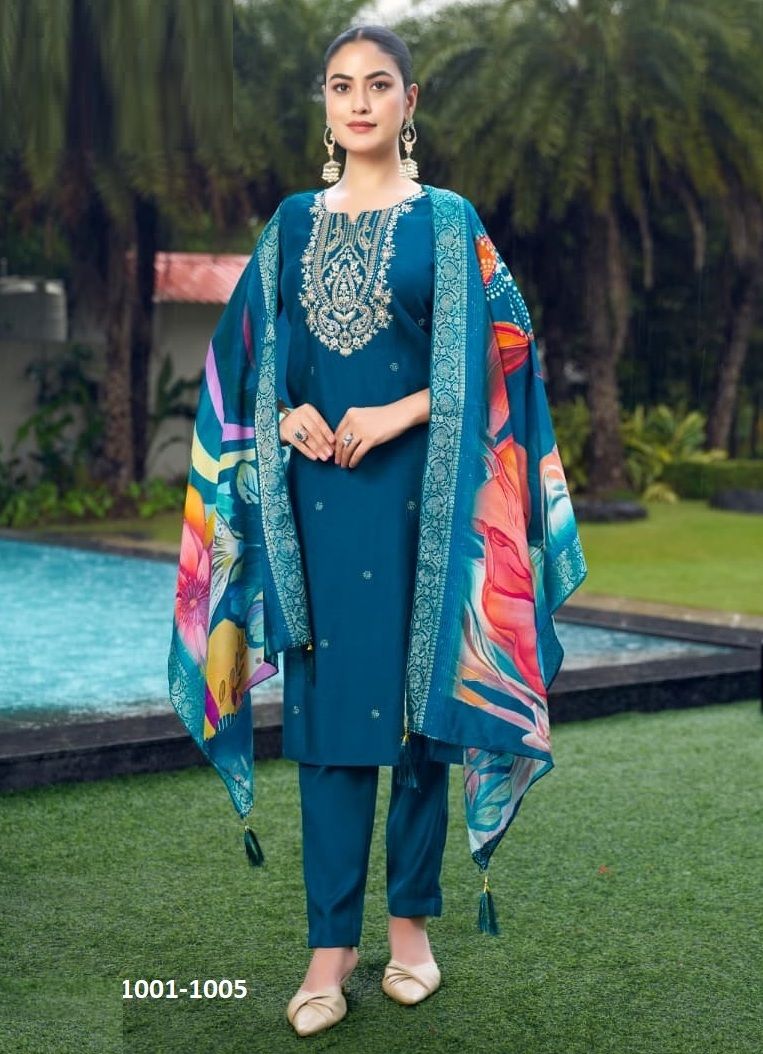 HEER - Catalog # 61001 (Set of 6 Readymade Salwar Suits) MADE IN INDIA BY WOODEE AHMEDABAD