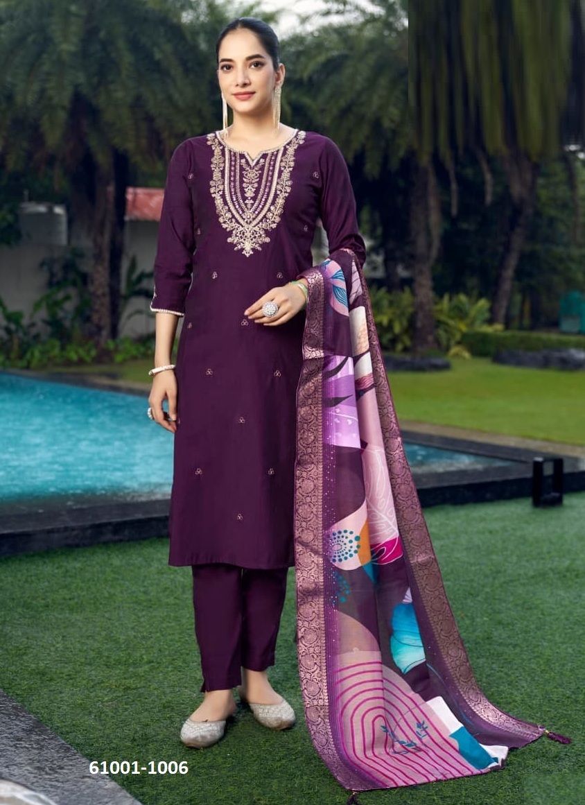 HEER - Catalog # 61001 (Set of 6 Readymade Salwar Suits) MADE IN INDIA BY WOODEE AHMEDABAD