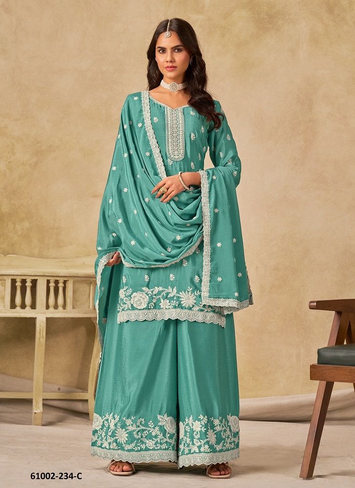 AANAYA 234 - Catalog # 61002 (Set of 4 Semi-Stitched / Un-Stitched Suits) MADE IN INDIA BY JAGRAASA