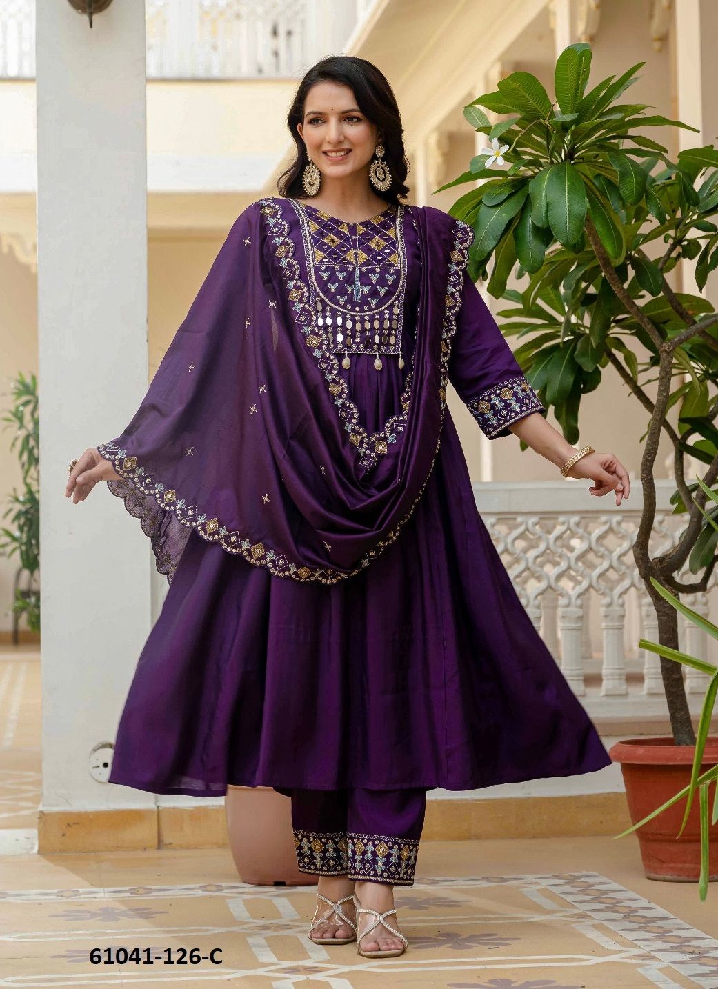 ROMAN SILK 126 - Catalog # 61041 (Set of 4 Readymade Salwar Suits) MADE IN INDIA BY MEHERIYA