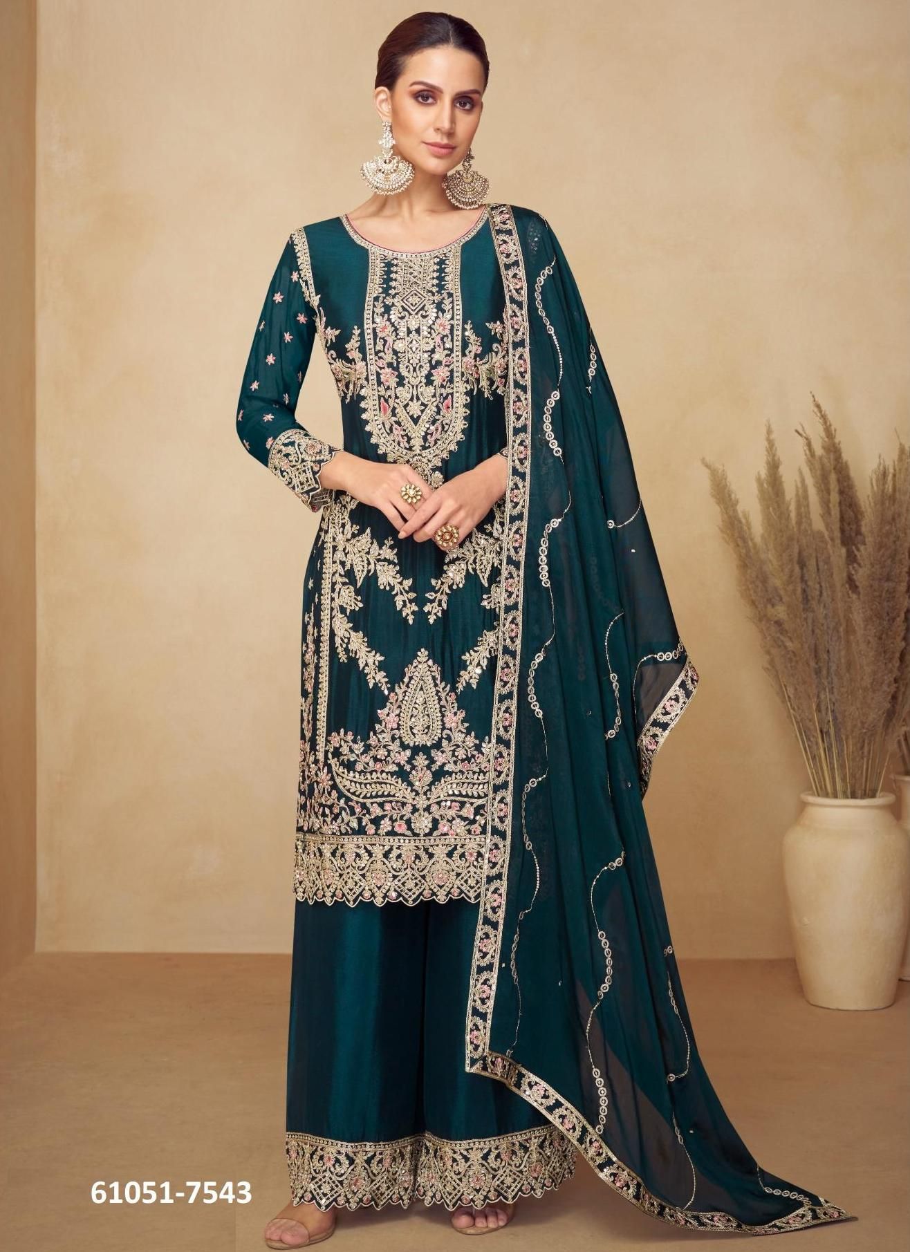 PAHAL - Catalog # 61051 (Set of 3 Readymade Salwar Suits) MADE IN INDIA BY GULKAYRA DESIGNER