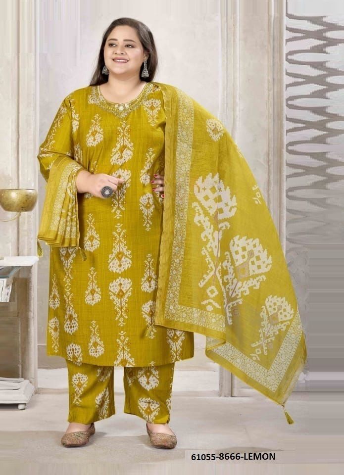 PLUS SIZE GLORY 1 - Catalog # 61055 (Set of 3 Readymade Salwar Suits) MADE IN INDIA BY AABHARAN