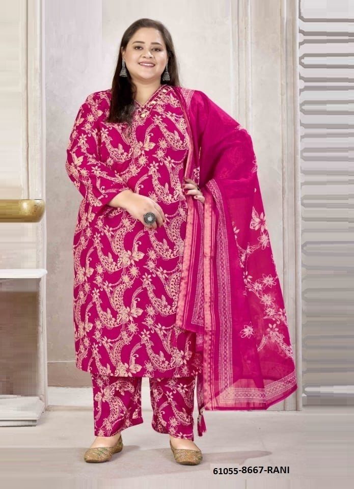 PLUS SIZE GLORY 1 - Catalog # 61055 (Set of 3 Readymade Salwar Suits) MADE IN INDIA BY AABHARAN