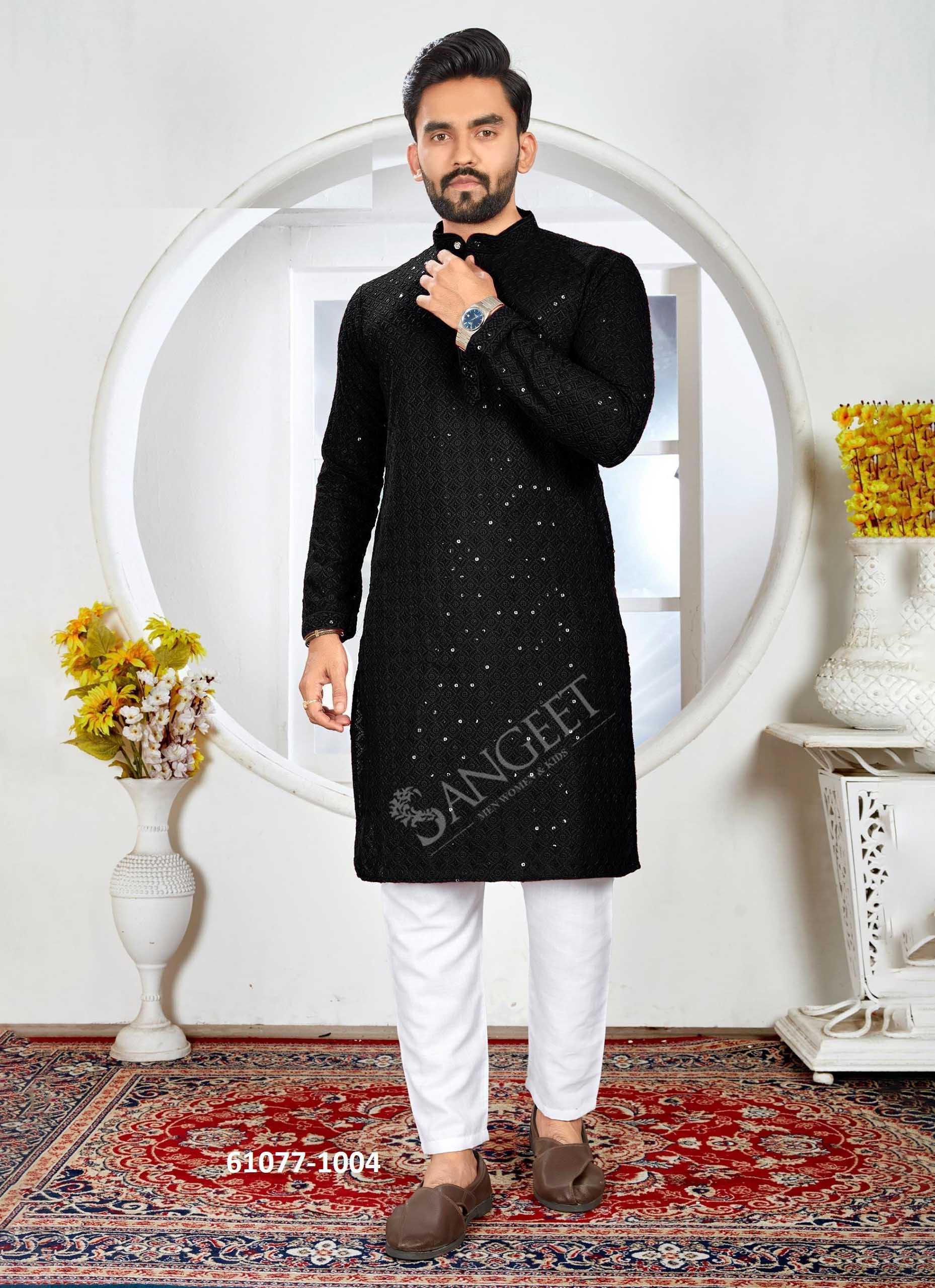 ROYAL SCHIFFLI - Catalog # 61077 (Set of 5 Men's Ethnic Wear) MADE IN INDIA BY SANGEET
