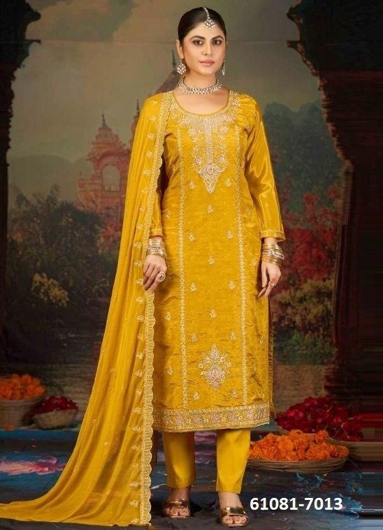 YAMUNA - Catalog # 61081 (Set of 4 Semi-Stitched / Un-Stitched Suits) MADE IN INDIA BY FOUR DOTS