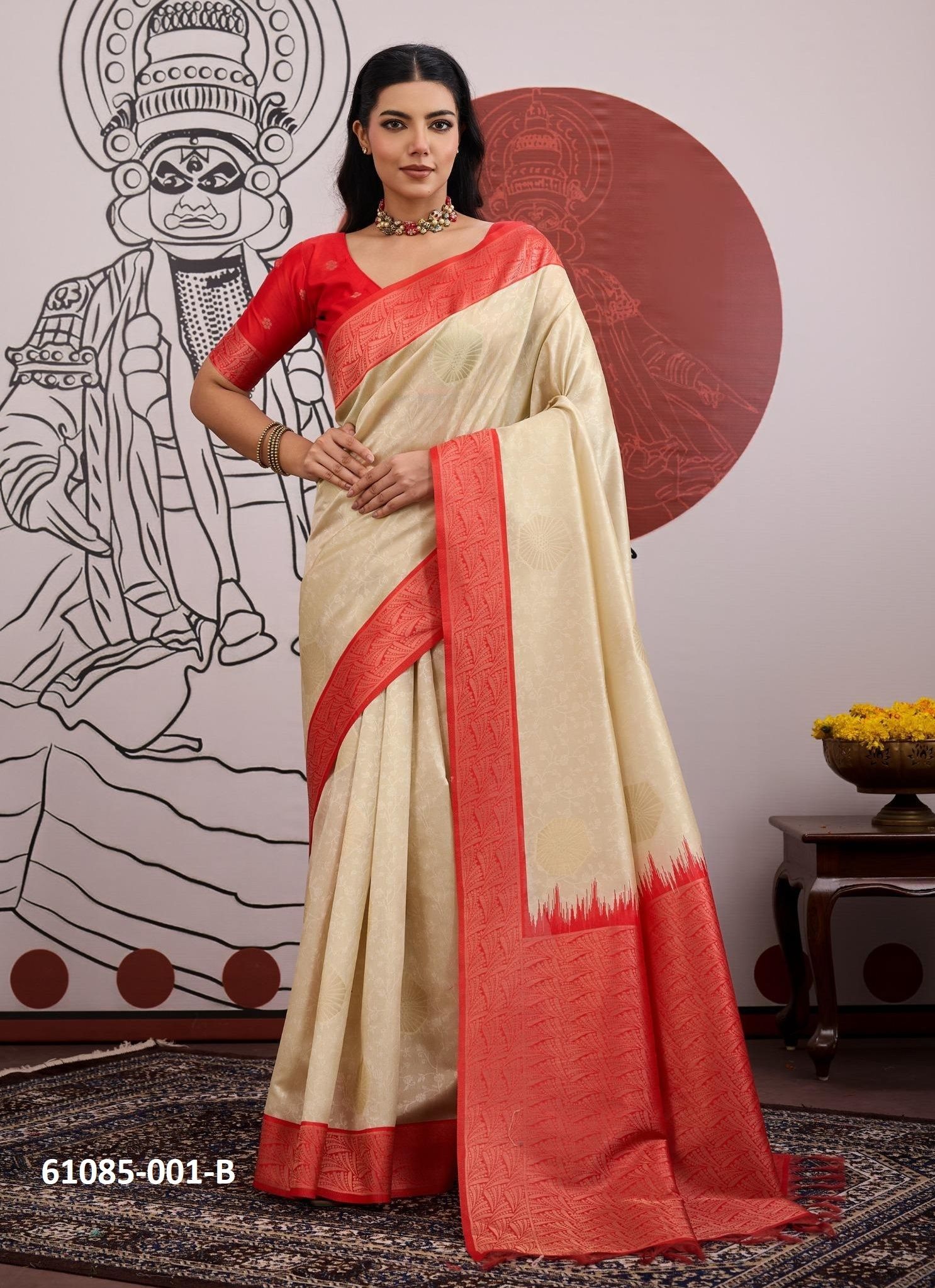 PAPER SILK 1 - Catalog # 61085 (Set of 6 Sarees) MADE IN INDIA BY RAJTEX FABRICS