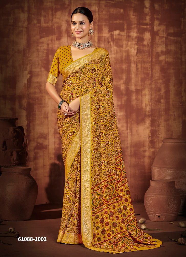 NAZAKAT CREPE SILK 1 - Catalog # 61088 (Set of 6 Sarees) MADE IN INDIA BY SHUBH SHREE CREATIONS NAZAKAT CREPE SILK 1 - Catalog # 61088 (Set of 6 Sarees) MADE IN INDIA BY SHUBH SHREE CREATIONS