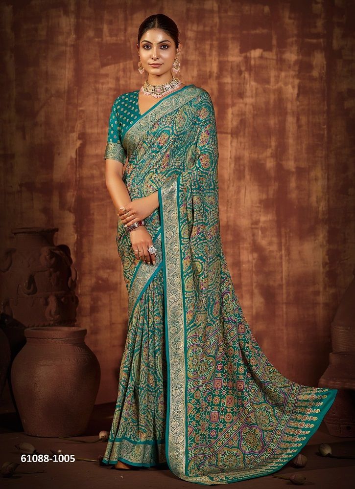 NAZAKAT CREPE SILK 1 - Catalog # 61088 (Set of 6 Sarees) MADE IN INDIA BY SHUBH SHREE CREATIONS NAZAKAT CREPE SILK 1 - Catalog # 61088 (Set of 6 Sarees) MADE IN INDIA BY SHUBH SHREE CREATIONS