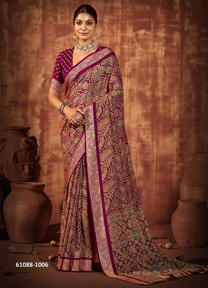 NAZAKAT CREPE SILK 1 - Catalog # 61088 (Set of 6 Sarees) MADE IN INDIA BY SHUBH SHREE CREATIONS NAZAKAT CREPE SILK 1 - Catalog # 61088 (Set of 6 Sarees) MADE IN INDIA BY SHUBH SHREE CREATIONS