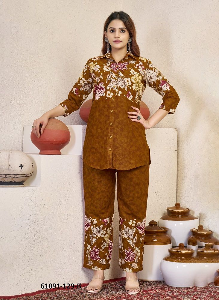 CO-ORD SETS 129 - Catalog # 61091 (Set of 5 Tops With Bottoms) MADE IN INDIA BY AABHARAN