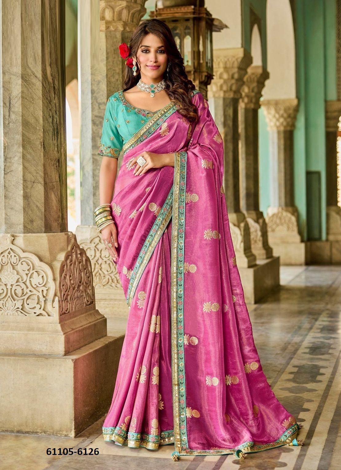 KUMKUM 5 - Catalog # 61105 (Set of 5 Sarees) MADE IN INDIA BY SHISHA KUMKUM 5 - Catalog # 61105 (Set of 5 Sarees) MADE IN INDIA BY SHISHA