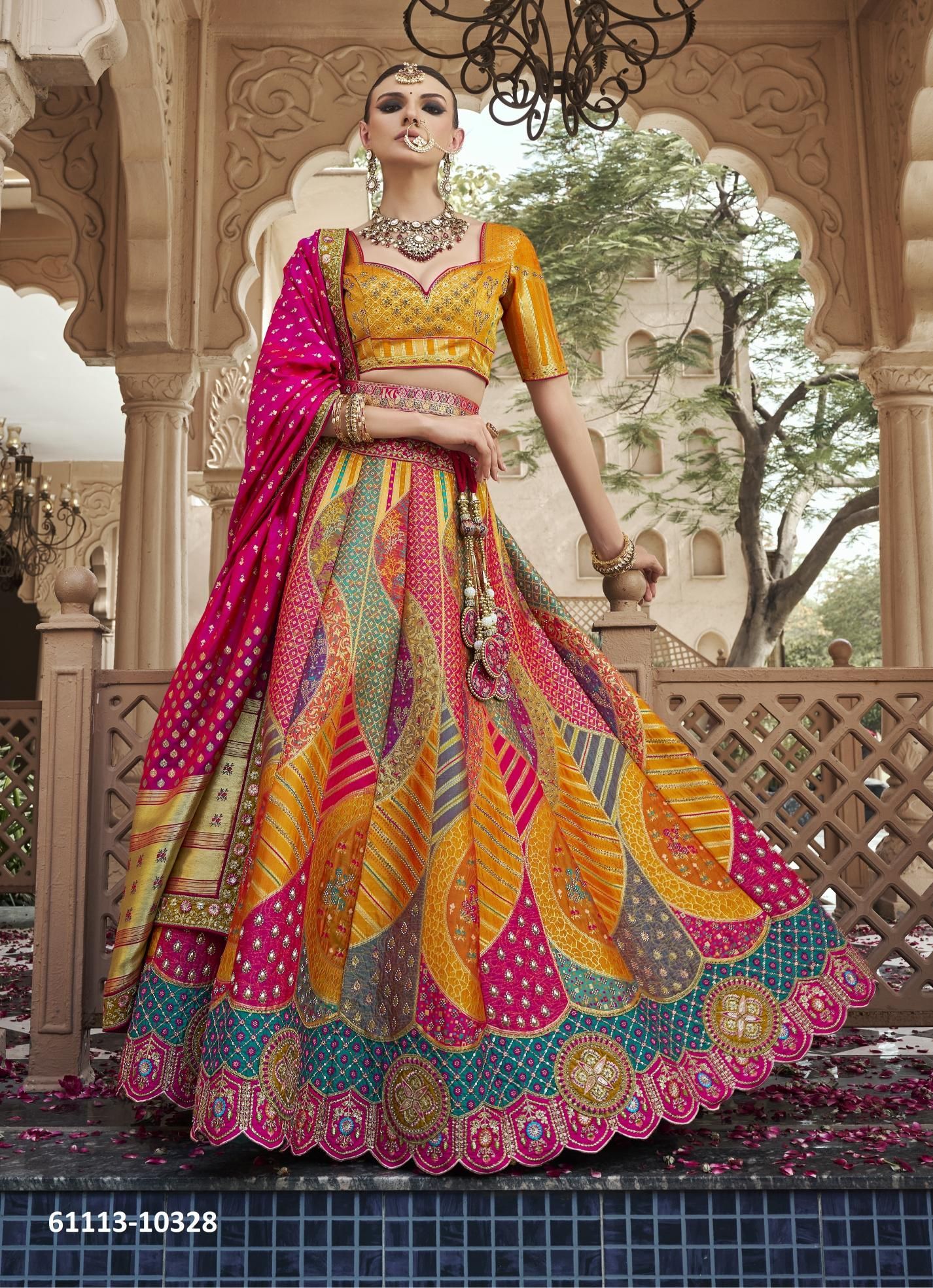 ROYAL VRINDAVAN 59 - Catalog # 61113 (Set of 6 Semi-Stitched Lehengas) MADE IN INDIA BY ROYAL VIRASAT ROYAL VRINDAVAN 59 - Catalog # 61113 (Set of 6 Semi-Stitched Lehengas) MADE IN INDIA BY ROYAL VIRASAT