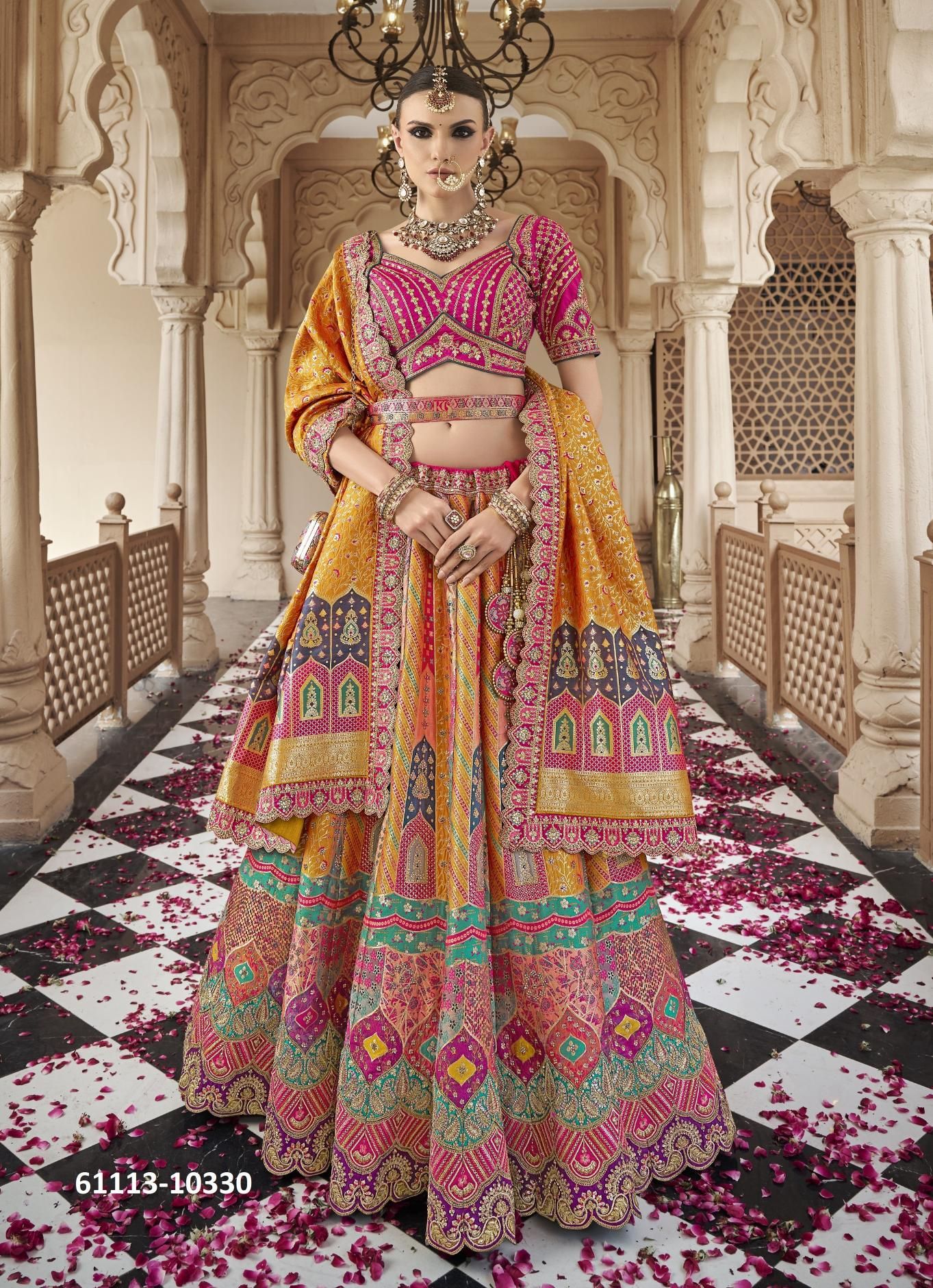 ROYAL VRINDAVAN 59 - Catalog # 61113 (Set of 6 Semi-Stitched Lehengas) MADE IN INDIA BY ROYAL VIRASAT ROYAL VRINDAVAN 59 - Catalog # 61113 (Set of 6 Semi-Stitched Lehengas) MADE IN INDIA BY ROYAL VIRASAT