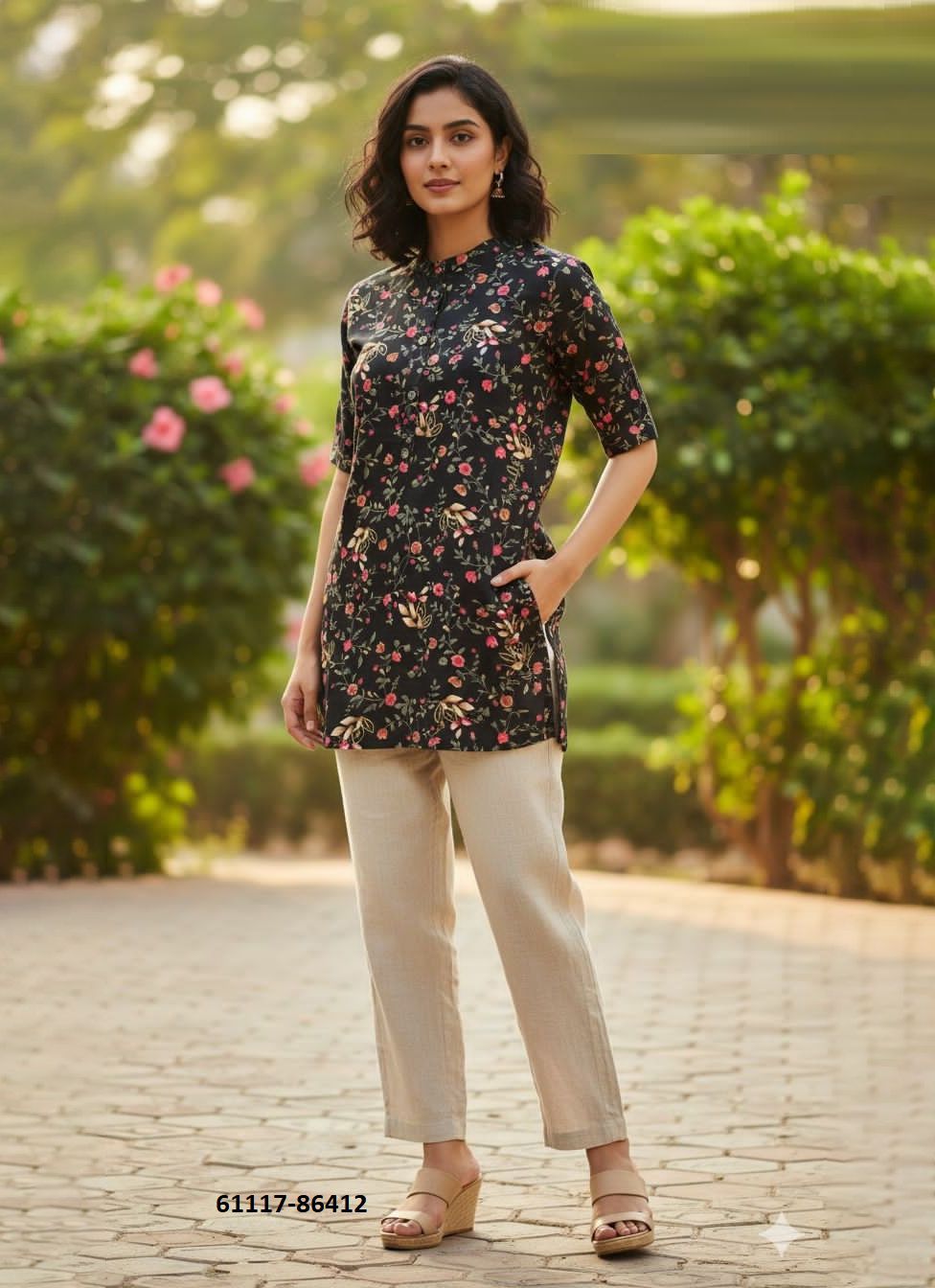 FANCY TOP TUNIC COLLECTION - Catalog # 61117 (Set of 24 Readymade Women's Kurtis / Tops) MADE IN INDIA BY DESI MUSE