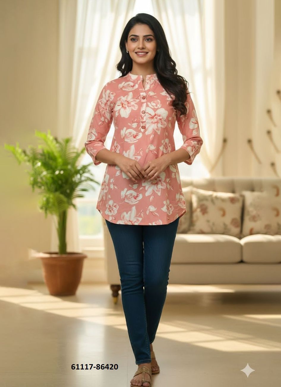 FANCY TOP TUNIC COLLECTION - Catalog # 61117 (Set of 24 Readymade Women's Kurtis / Tops) MADE IN INDIA BY DESI MUSE
