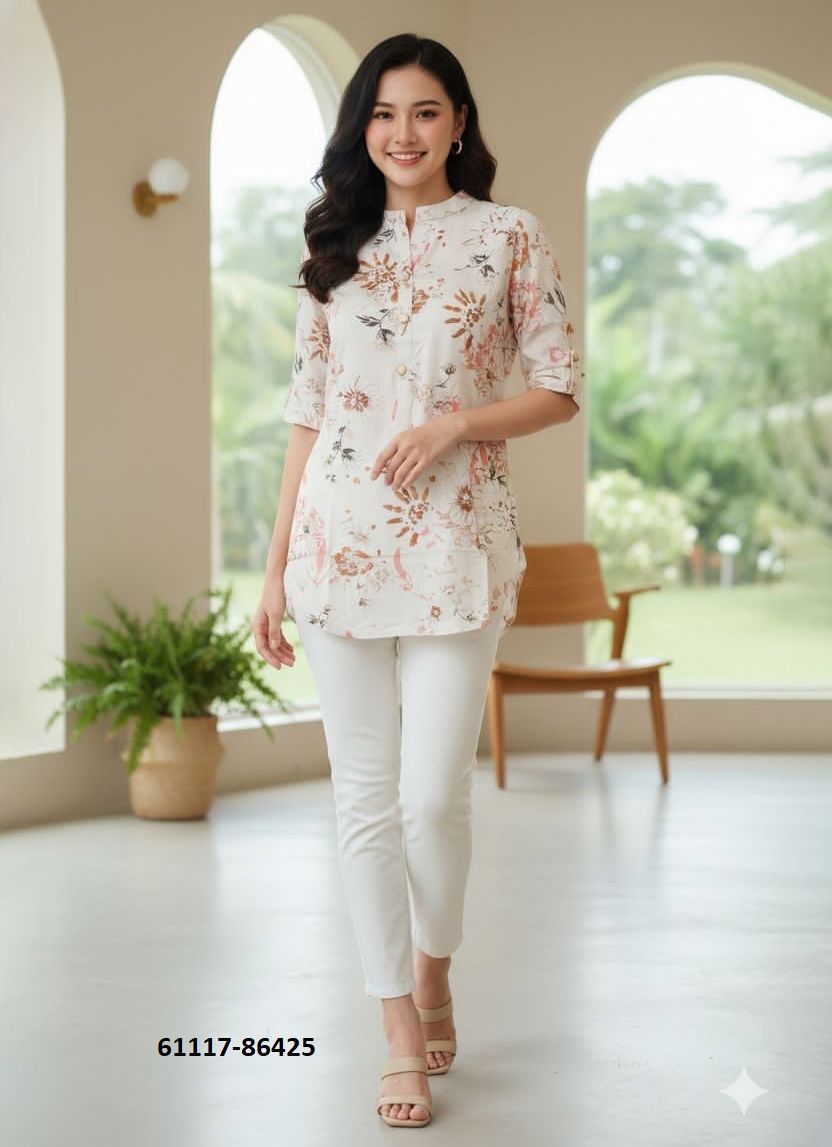 FANCY TOP TUNIC COLLECTION - Catalog # 61117 (Set of 24 Readymade Women's Kurtis / Tops) MADE IN INDIA BY DESI MUSE
