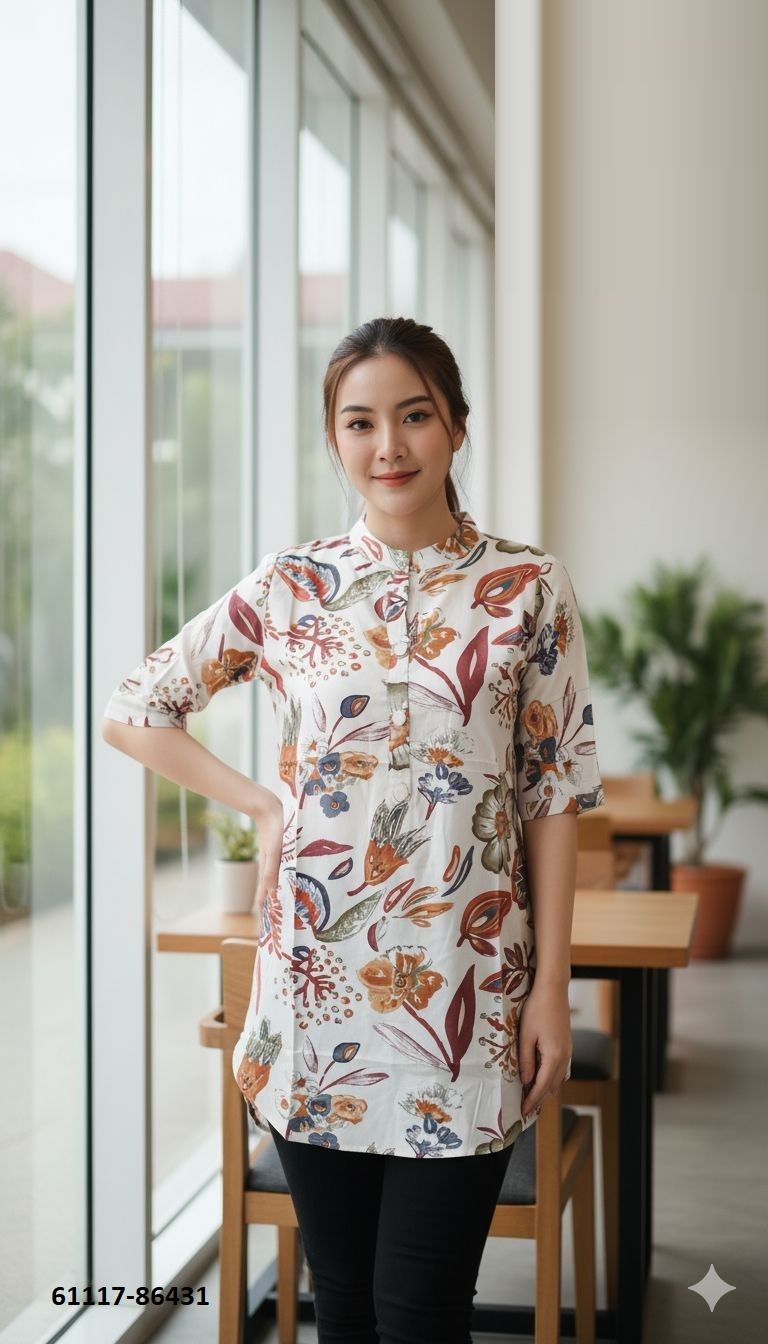 FANCY TOP TUNIC COLLECTION - Catalog # 61117 (Set of 24 Readymade Women's Kurtis / Tops) MADE IN INDIA BY DESI MUSE