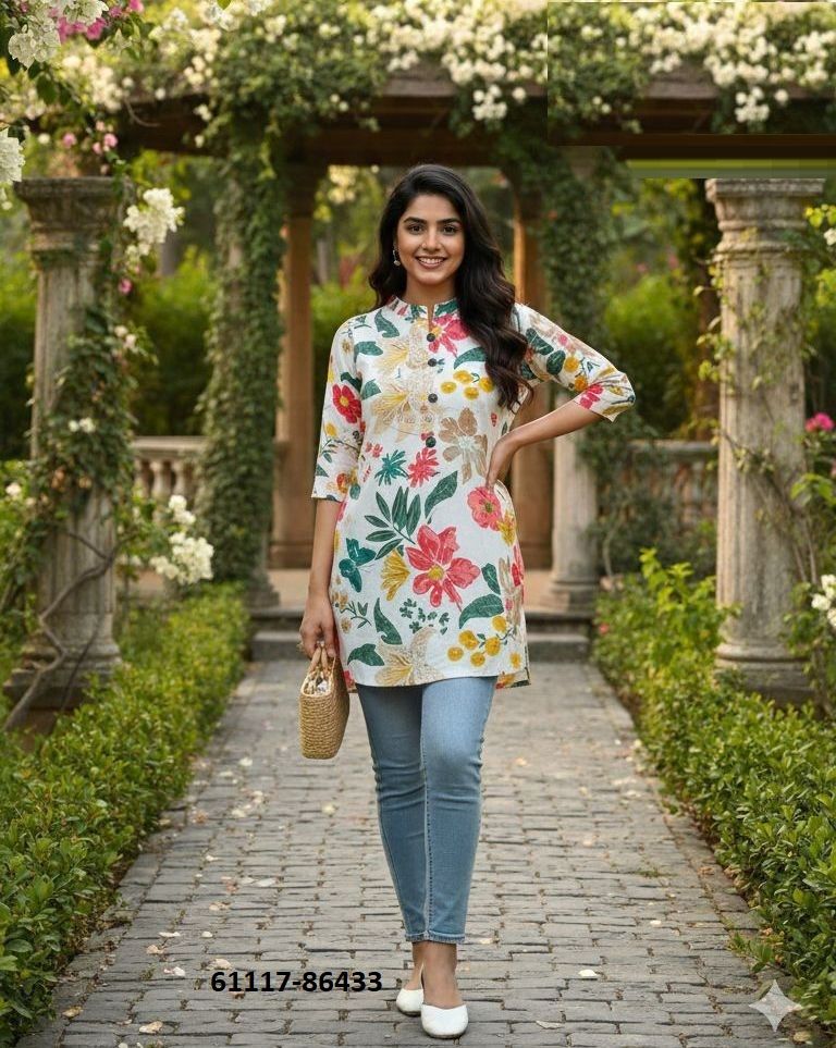 FANCY TOP TUNIC COLLECTION - Catalog # 61117 (Set of 24 Readymade Women's Kurtis / Tops) MADE IN INDIA BY DESI MUSE
