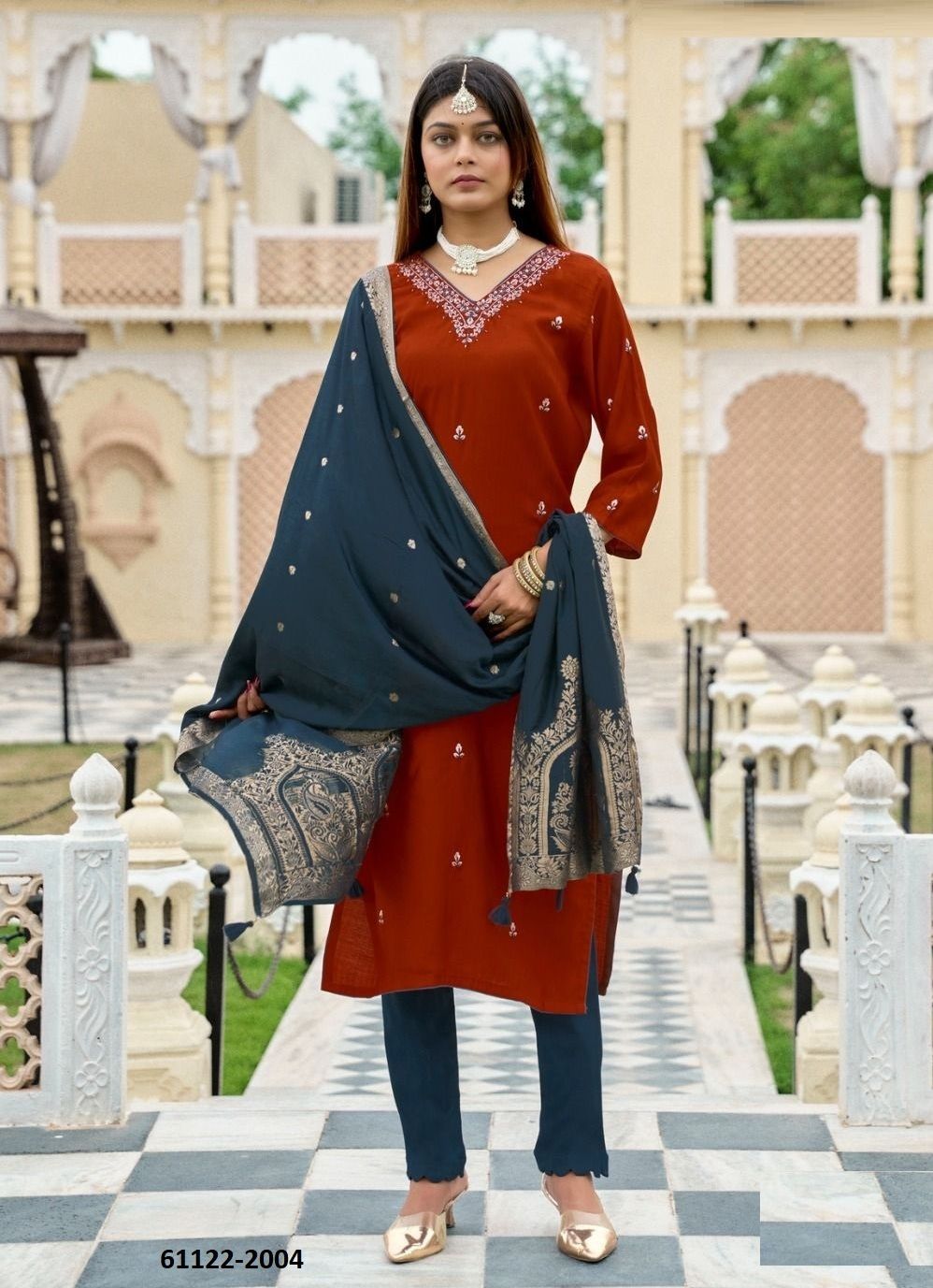 ALANKAR - Catalog # 61122 (Set of 6 Readymade Salwar Suits) MADE IN INDIA BY MITTOO