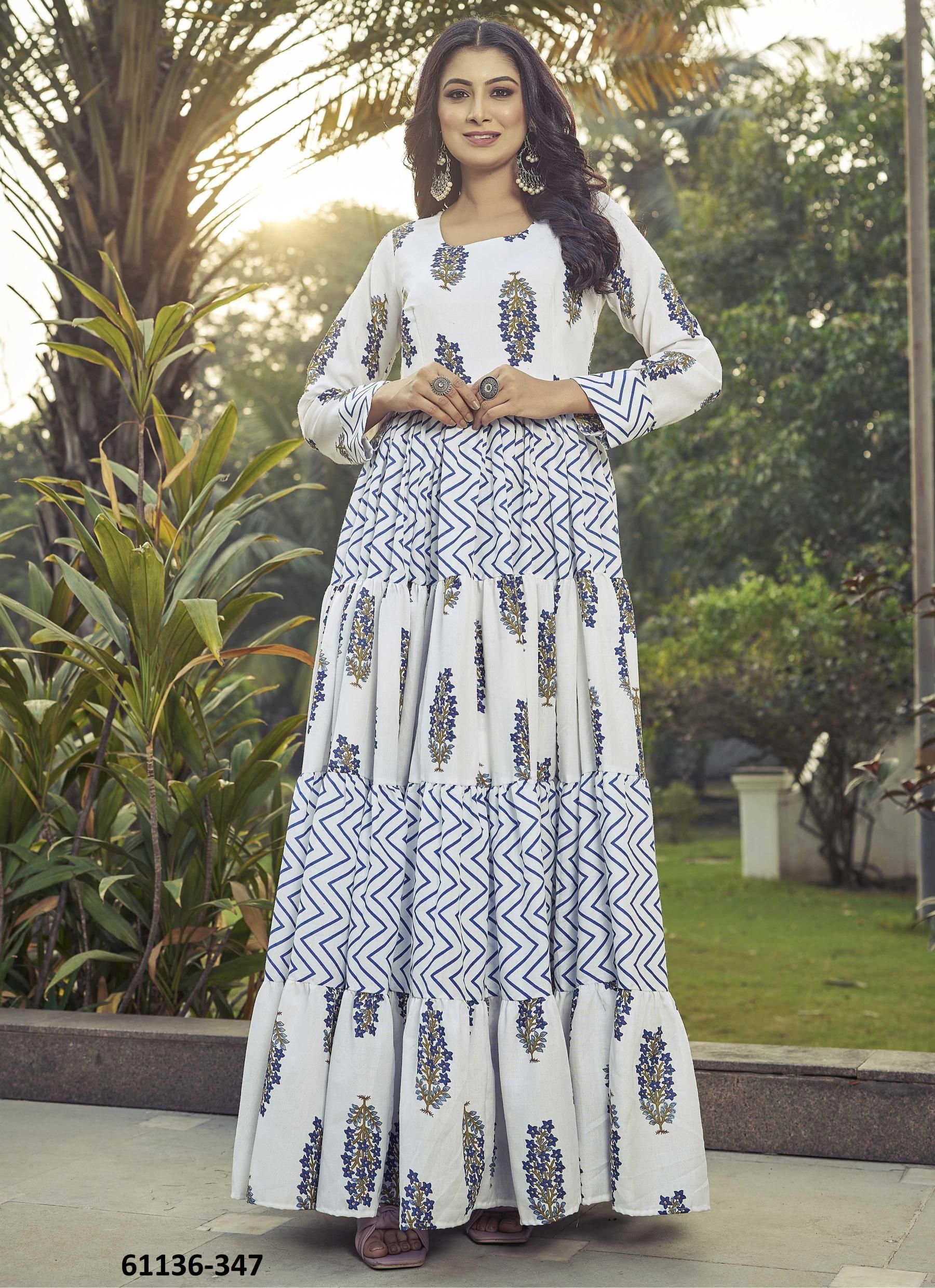 INDIRA - Catalog # 61136 (Set of 3 Readymade Women's Kurtis / Tops) MADE IN INDIA BY Chansi Trendz