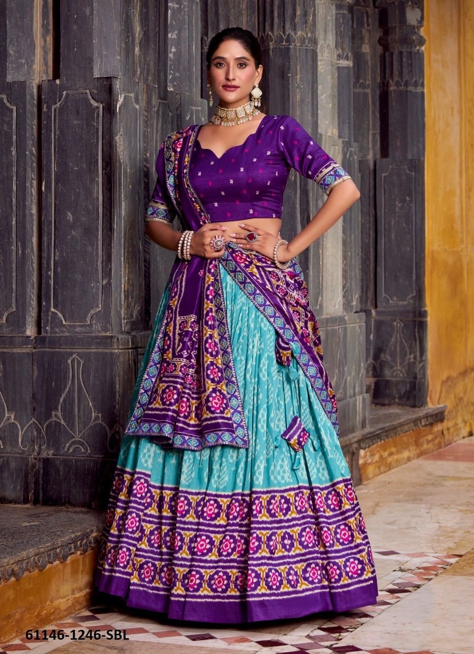 TUSSER SILK 1246 - Catalog # 61146 (Set of 4 Semi-Stitched Lehengas) MADE IN INDIA BY JAGRAASA TUSSER SILK 1246 - Catalog # 61146 (Set of 4 Semi-Stitched Lehengas) MADE IN INDIA BY JAGRAASA