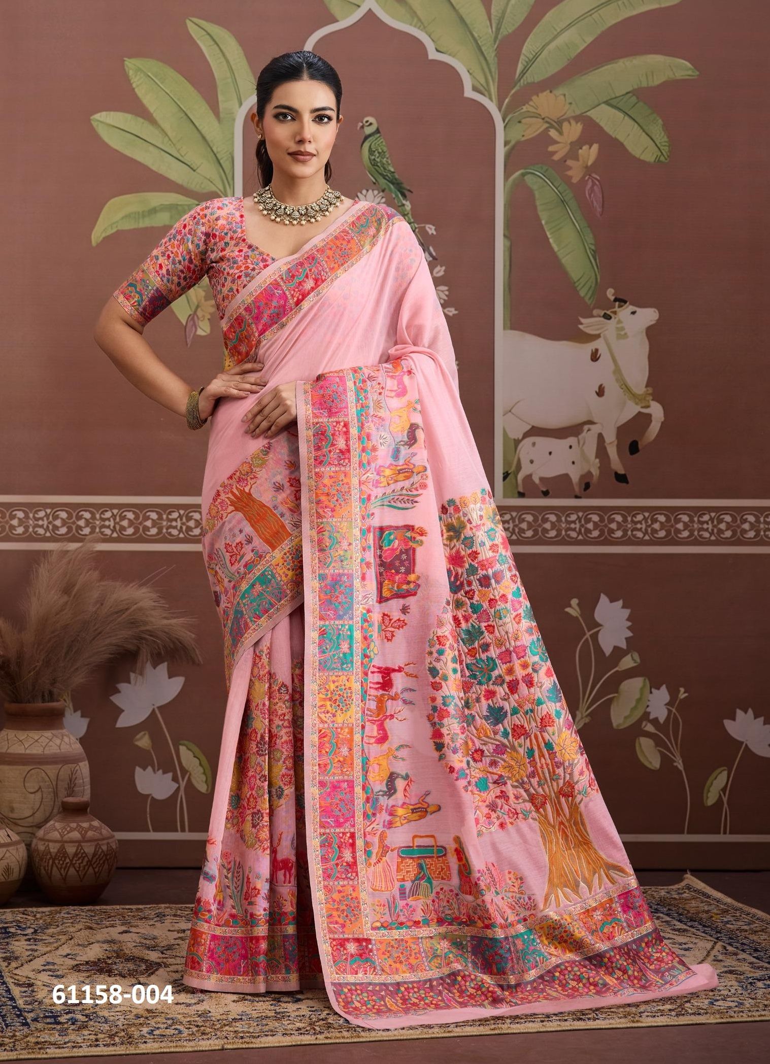 PURE KASHMIRI - Catalog # 61158 (Set of 6 Sarees) MADE IN INDIA BY RAJTEX FABRICS