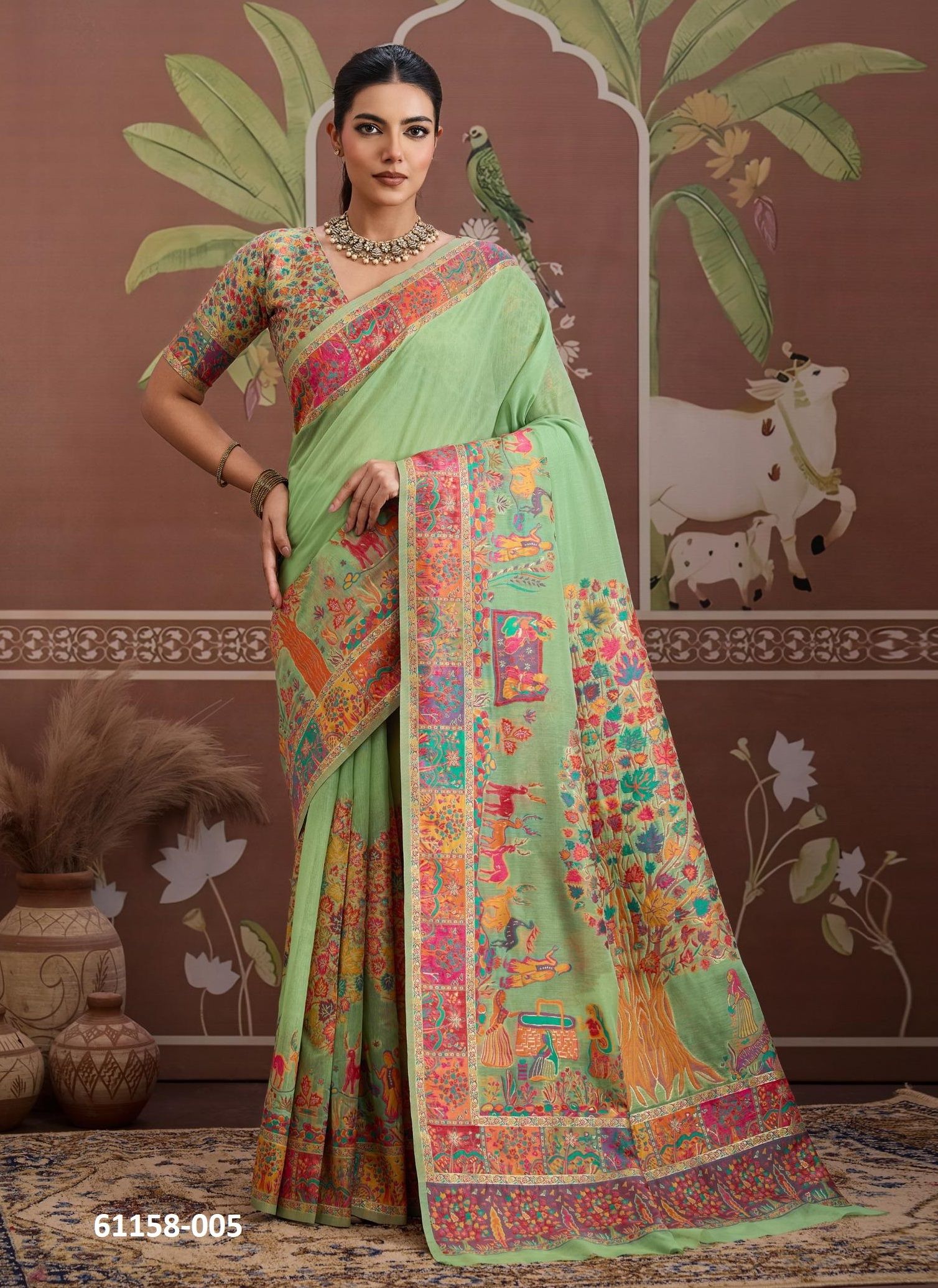 PURE KASHMIRI - Catalog # 61158 (Set of 6 Sarees) MADE IN INDIA BY RAJTEX FABRICS