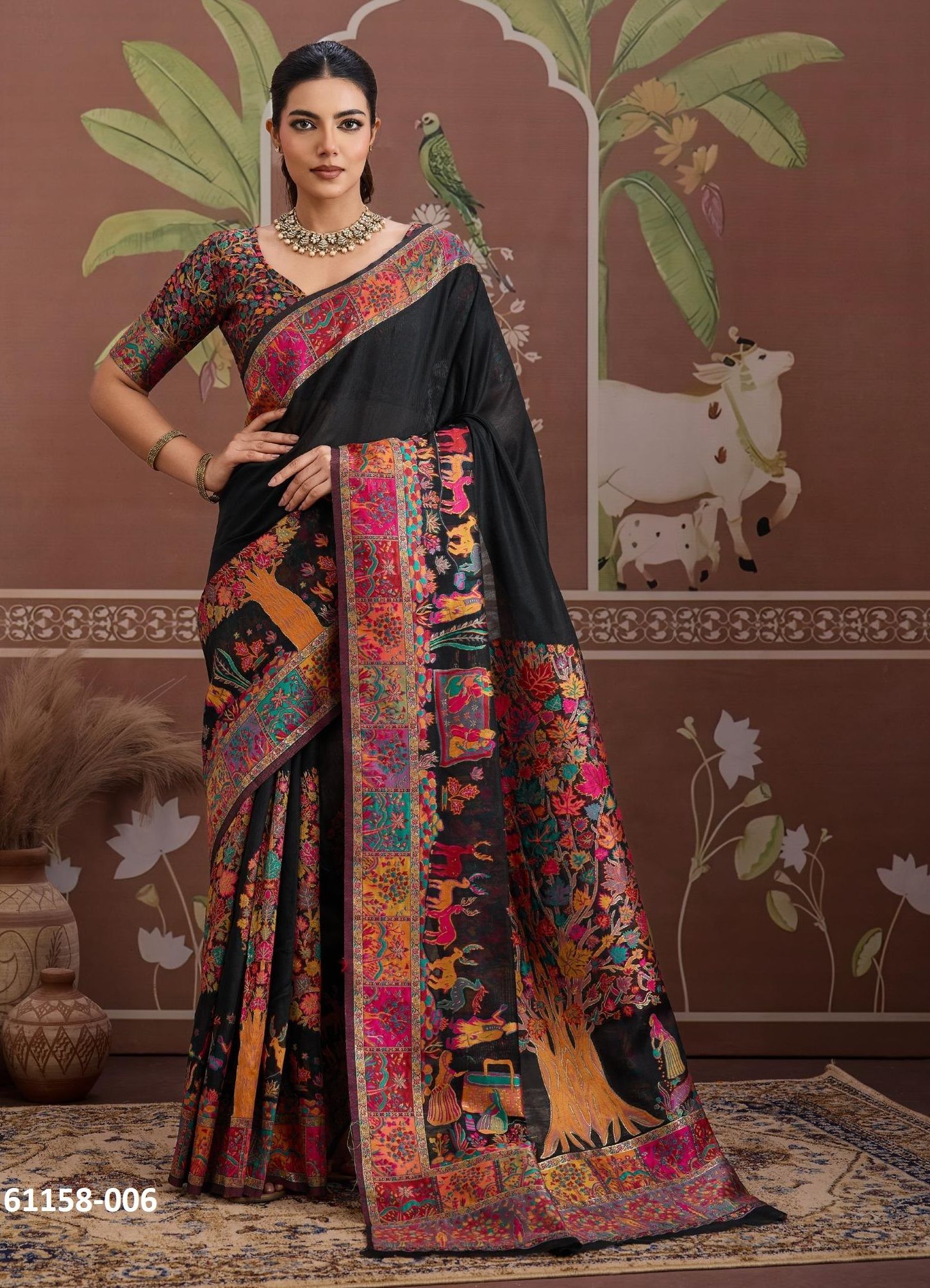 PURE KASHMIRI - Catalog # 61158 (Set of 6 Sarees) MADE IN INDIA BY RAJTEX FABRICS