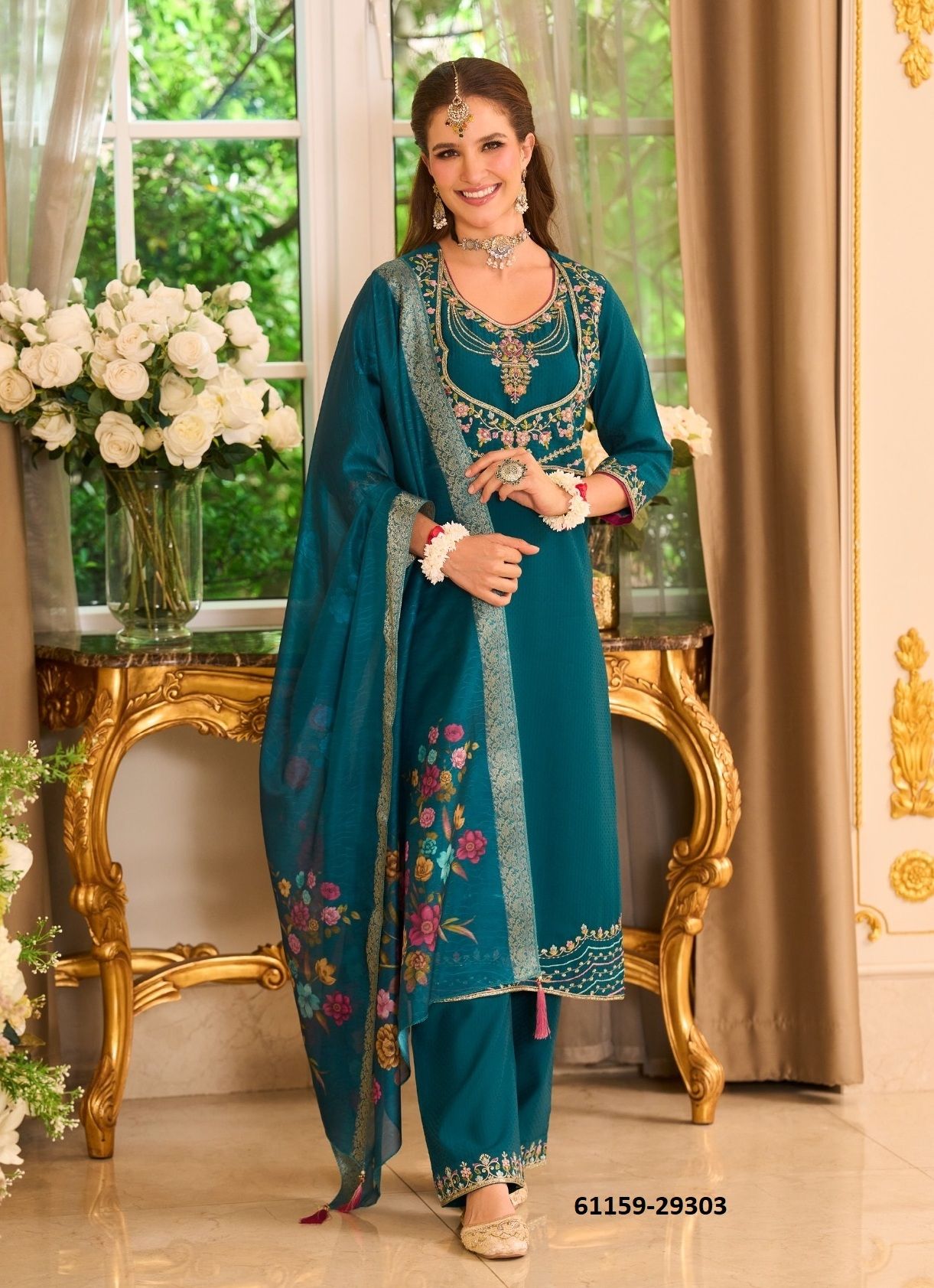 PHULKARI - Catalog # 61159 (Set of 4 Readymade Salwar Suits) MADE IN INDIA BY LILY & LALI