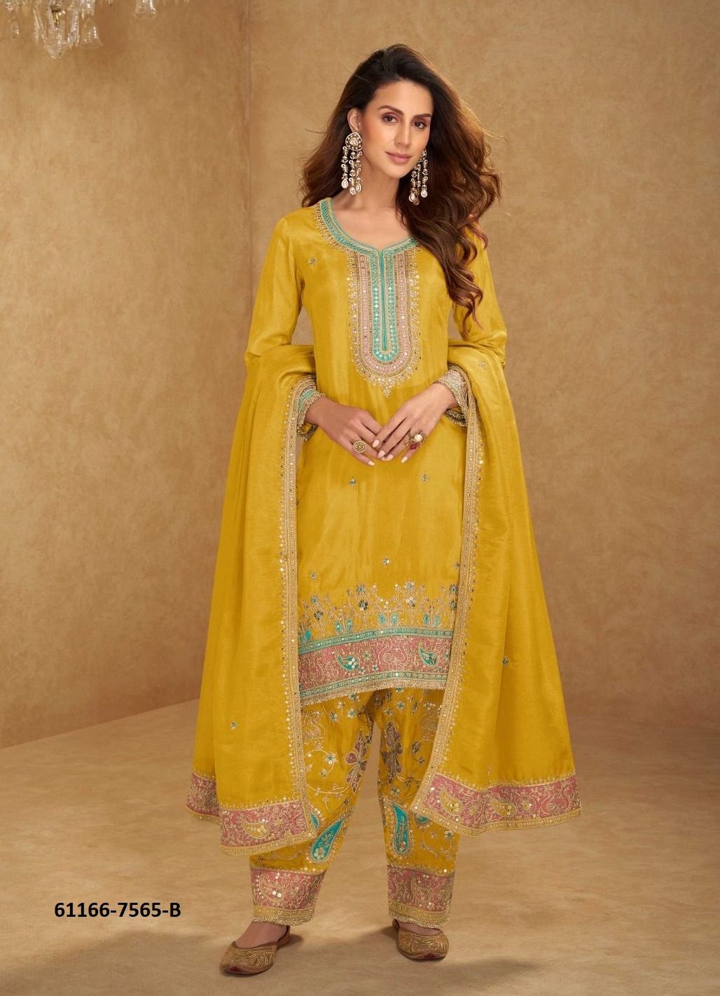 NUSRAT - Catalog # 61166 (Set of 3 Readymade Salwar Suits) MADE IN INDIA BY GULKAYRA DESIGNER
