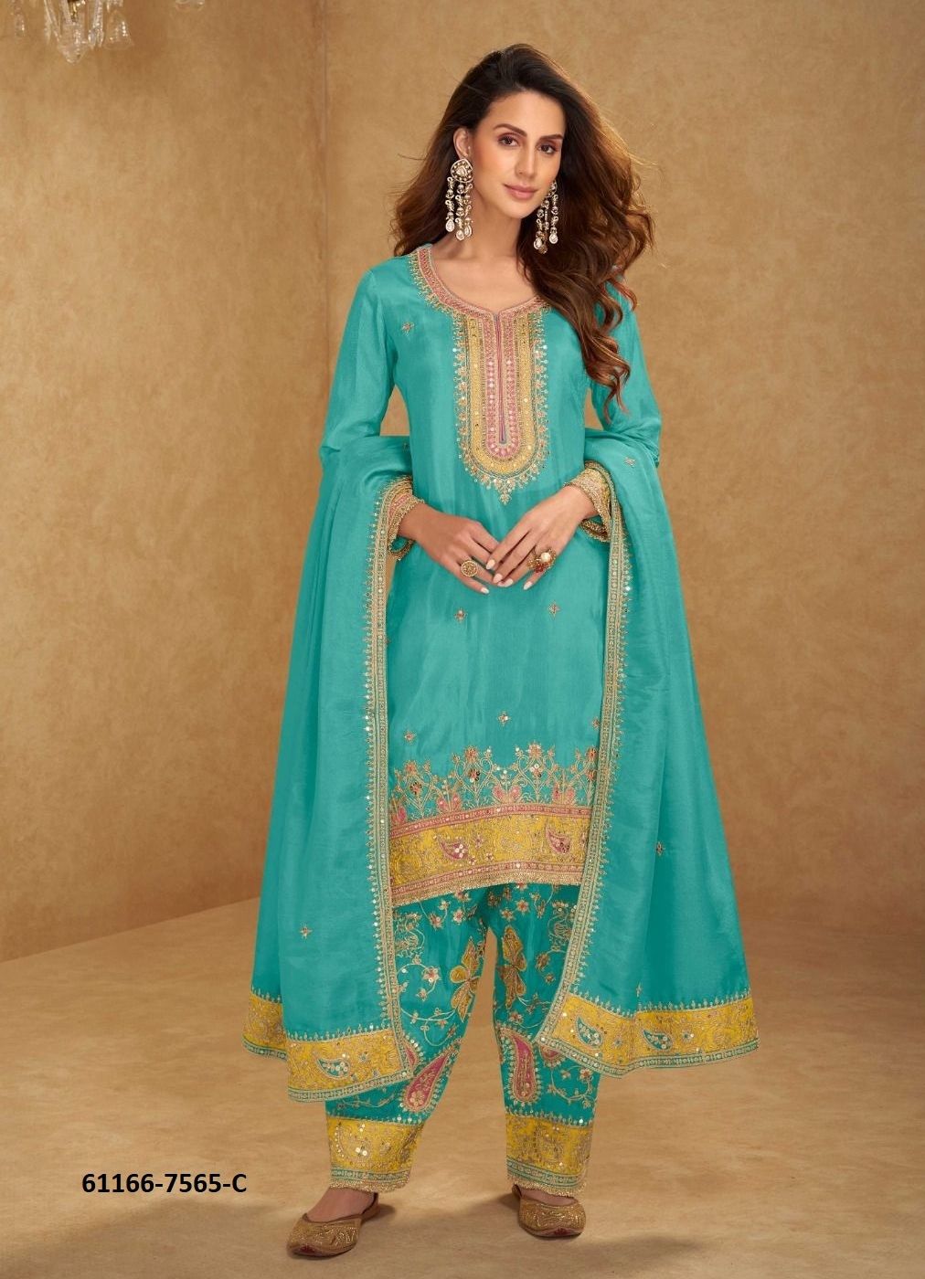 NUSRAT - Catalog # 61166 (Set of 3 Readymade Salwar Suits) MADE IN INDIA BY GULKAYRA DESIGNER