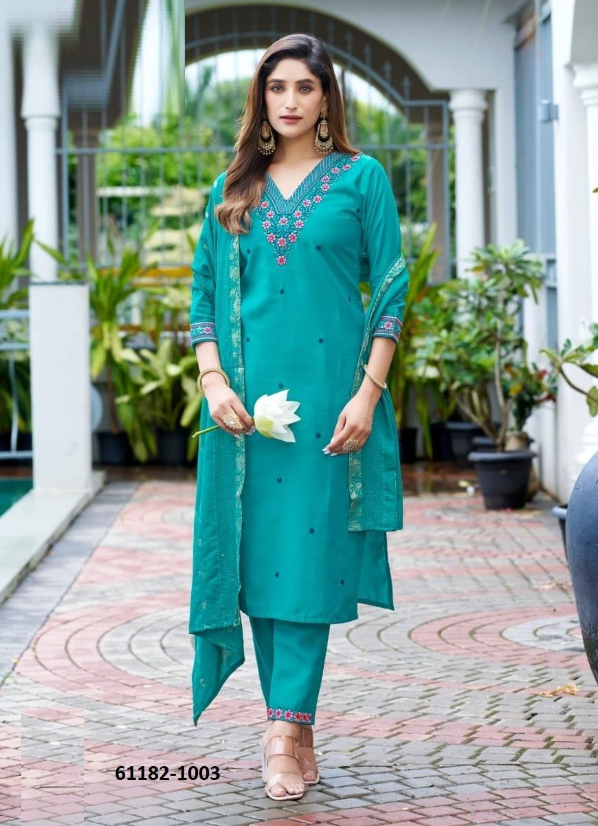 MAHIMA - Catalog # 61182 (Set of 6 Readymade Salwar Suits) MADE IN INDIA BY WOODEE AHMEDABAD