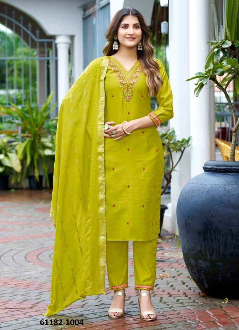MAHIMA - Catalog # 61182 (Set of 6 Readymade Salwar Suits) MADE IN INDIA BY WOODEE AHMEDABAD