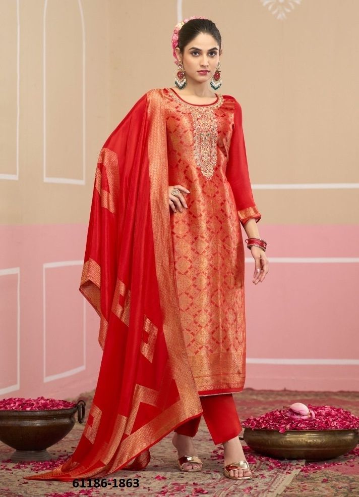 SILAS - Catalog # 61186 (Set of 4 Semi-Stitched / Un-Stitched Suits) MADE IN INDIA BY KALARANG